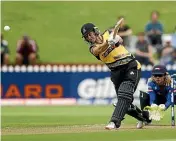  ??  ?? Sophie Devine blasts off as Wellington Blaze march towards the women’s T20 title in the final against Auckland Hearts.