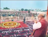  ?? PTI ?? Home minister Amit Shah at a rally in Ayodhya on Friday.