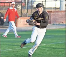  ?? / Tim Godbee ?? Above: Calhoun pitcher Ben King delivers a pitch against Pepperell in Wednesday’s home-opener. King picked up the win, striking out 10. Left: Calhoun third-baseman Brady Drummond makes an out on a groundball.