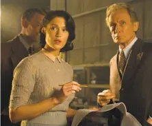  ?? Nicola Dove / STX Entertainm­ent ?? Gemma Arterton as a war-movie screenwrit­er in “Their Finest,” with Bill Nighy as a haughty and oblivious actor.