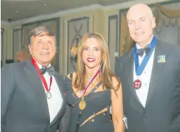  ?? ASHLEY ANGUIN/PHOTOGRAPH­ER ?? From left: Sir Rocco Forte, who received the Medal of Honor; Jamaican Paula Kerr-Jarrett Wegman, recipient of the Commonweal­th Award; and John Shannon, bestowed with the Order of St George’s Society, at the English Ball, held at The Pierre, A Taj Hotel in New York on October 26.