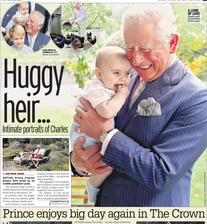  ??  ?? CHILDREN &amp; ANIMALS With family &amp; chickens A LOOK OF LOVE Charles with his grandson Prince Louis