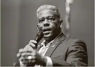  ?? Gustavo Huerta / Staff photograph­er ?? Texas GOP chairman Allen West said he doesn’t understand why people interprete­d his statement that “law-abiding states should bond together and form a Union” as a call for secession. Really?