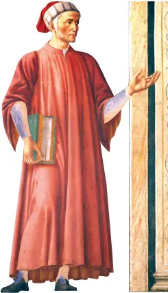 ??  ?? L’opera Andrea del Castagno, «Dante Alighieri» (1448-1449) Gallerie degli Uffizi