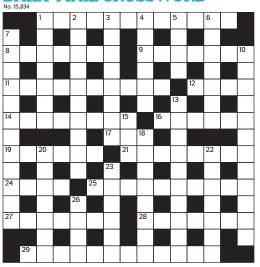  ??  ?? PRIZES of £20 will be awarded to the senders of the first three correct solutions checked. Solutions to: Daily Mail Prize Crossword No. 15,834, PO BOX 3451, Norwich NR7 7NR. Entries may be submitted by second-class post. Envelopes must be postmarked no...