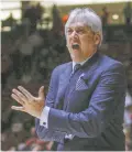  ?? ASSOCIATED PRESS FILE PHOTO ?? Lobos coach Craig Neal yells at a referee Tuesday at The Pit. Neal said his team has struggled with showing mental toughness in tight games after Saturday’s loss to Wyoming.