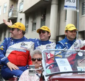  ??  ?? Mike Newton (l), Tommy Erdos (c) and Ben Collins at Le Mans in 2011