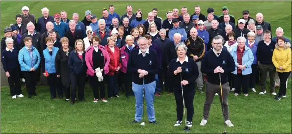  ??  ?? Club president Ricky Sheehy, Lady Captain Maura Kennedy and club captain Donal Lynch at their Drive-in with club members at Killorglin Golf Club on Sunday.
Photo by Michelle Cooper Galvin