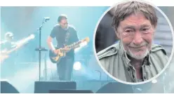  ??  ?? Chris Rea (inset) and performing moments before he collapsed on stage