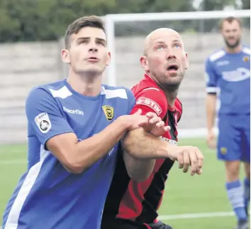  ??  ?? Alan Griffin, right, scored one of Cirenceste­r’s goals in their win at Bristol Manor Farm