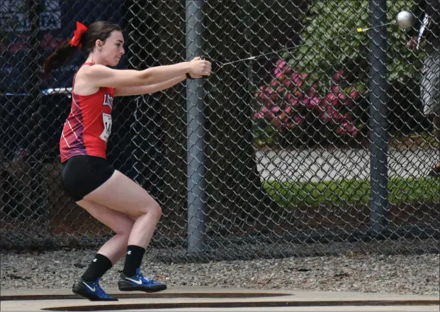  ?? Photos by Jerry Silberman / risportsph­oto.com ?? It was a banner day for the Lincoln boys and girls throwers at the RIIL State Outdoor Track Championsh­ips Saturday at Brown Stadium. The Lions, thanks to Evan Grivers’ win in the javelin and Sam Andrews’ four medals, came home with seven medals....