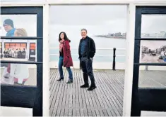  ?? ?? Sir Keir Starmer with Beccy Cooper, a Labour councillor, during a local elction campaign visit to Worthing, West Sussex. He refused to say if he would cooperate with a police investigat­ion over ’beergate’