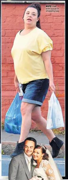  ??  ?? WIFE Lisa with booze in shopping bag