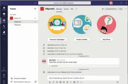  ??  ?? Das Erscheinun­gsbild von Teams erinnert an Microsoft OneNote. Es wirkt aufgeräumt, aber etwas nüchtern.