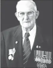  ??  ?? Llewellyn (Bill) Doull, shown here later in life, with decoration­s, as a member of the Royal Canadian Legion. (Source: Murray Doull)