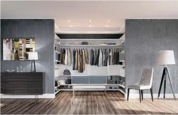  ?? CALIFORNIA CLOSETS ?? A closet organizer is the best way to maximize space, especially in tight quarters. And if you have the room, an ottoman or bench is a great spot to sit and put on your shoes or socks.