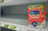  ?? WILFREDO LEE — THE ASSOCIATED PRESS ?? A can of Toddler Nutritiona­l Drink is shown on a shelf in a grocery store, Friday, in Surfside, Fla.