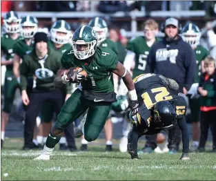 ?? PETE BANNAN — MEDIANEWS GROUP ?? Ridley’s Tahir Mills runs for a first down in the third quarter against Interboro Thursday. Mills set the single-season Delco rushing record and scored three touchdowns in a 34-22 Ridley win.