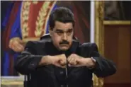  ?? BLOOMBERG ?? Nicolas Maduro, president of Venezuela, gestures during a press conference in Caracas, Venezuela, on June 22.