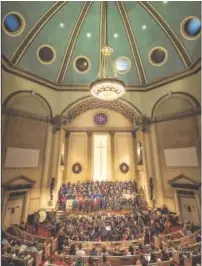  ?? PHOTO BY LAWSON WHITAKER ?? Singers and orchestra perform in a previous Christmas concert at First Presbyeria­n Church. This year’s performanc­es are Dec. 7-8.