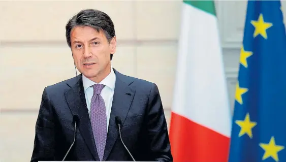  ?? AFP ?? Jefe de gobierno. Giuseppe Conte, el flamante primer ministro de Italia. La alianza neofascist­a y populista enfrenta su primer grave escándalo.