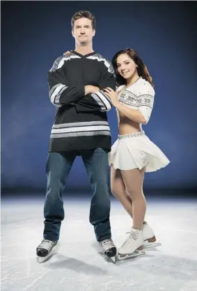  ?? CBC ?? Jessica Dubé is paired with former Canadiens forward Brian Savage on CBC’s Battle of the Blades reality-TV show. “I still have the odd fall here and there,” Savage admits.