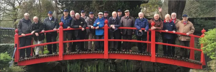  ??  ?? Members of Blessingto­n Men’s Shed on a recent visit to the Japenese Gardens (2016) .