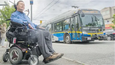  ?? ARLEN REDEKOP ?? Terry LeBlanc is among the stakeholde­rs to test a new technology that allows him to enter TransLink gates without calling an attendant, which is the current practice. “It works great. It was an unqualifie­d success,” he said of the pilot program at Edmonds station.