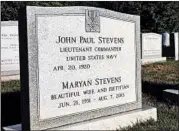  ?? JESSICA GRESKO/AP ?? The headstone for retired Supreme Court Justice John Paul Stevens at Arlington National Cemetery in Virginia.