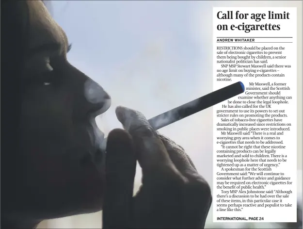  ?? Picture: Getty ?? sales of e-cigarettes have increased greatly since the ban on smoking in public premises was introduced but the legal loophole means they can be sold to children