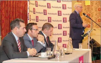  ??  ?? AIB Agri Matters Seminar: Head of AIB Cork County, John O’Doherty, addresses the packed AIB Agri Matters Seminar recently held at the Riverside Park Hotel, Macroom. Pictures: John Delea.