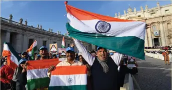  ?? — AFP ?? The Indian faithful attend the canonisati­on mass of Kerala nun Mariam Thresia at St. Peter’s Square in Vatican City on Sunday.