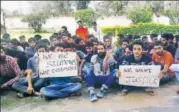  ?? HT ?? Kashmiri students of Mewar University in Chittorgar­h are upset with the university administra­tion for failing to protect them.