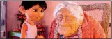  ??  ?? Miguel (voice of Anthony Gonzalez) seeks the counsel and support of his great-great-grandmothe­r Mama Coco (Ana Ofelia Murguia) in the 19th-animated film from Pixar.