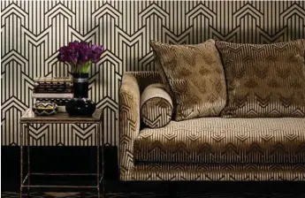  ??  ?? Catherine Martin has just released Metropolis, a range of fabrics and wallpapers for Mokum Textiles, channellin­g the heyday of Art Deco style.