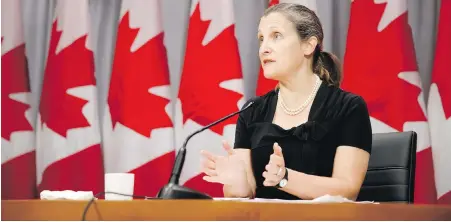  ??  ?? Deputy Prime Minister Chrystia Freeland at a news conference in Toronto on Friday.