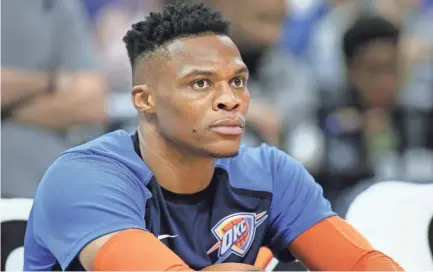  ??  ?? Russell Westbrook will be reunited with his former Thunder teammate James Harden in Houston. NELSON CHENAULT/USA TODAY SPORTS