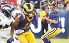  ?? LUIS SINCO ?? Rams quarterbac­k John Wolford will make his NFL regular season debut against the Arizona Cardinals today at Sofi Stadium, with a playoff berth on the line.