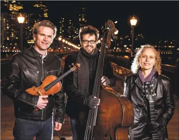  ?? COURTESY OF MADS TOLLING ?? The San Francisco String Trio — from left, Mads Tolling, Jeff Denson and Mimi Fox — released an impressive homage to the Beatles’ “Sgt. Pepper’s Lonely Hearts Club Band.”