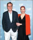  ?? PHILLIP FARAONE / GETTY IMAGES / AFP ?? Aaron Sorkin and Jessica Chastain attend Molly’s Game news conference during 2017 Toronto Internatio­nal Film Festival, Canada.