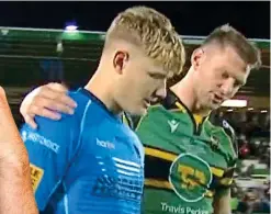  ?? GETTY ?? Pupil to master: Smith is now the main man at Northampto­n, having thrived since his pep talk from Biggar (above, right) in 2021