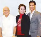  ??  ?? Ed Fereira, Baby Magtibay and Hafei Motor Philippine­s managing director Victor Silverio.