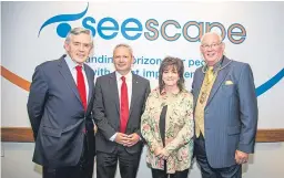  ??  ?? Gordon Brown, Carl Hodson, chairwoman Jacqui Low and Jim Leishman.