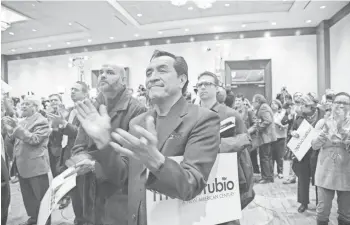  ?? NICK OZA/THE REPUBLIC ?? Mexican immigrant and registered Democrat Carlos Filoteo says he might vote for a Republican should GOP presidenti­al candidate Sen. Marco Rubio win the nomination. A recent speech the candidate gave resonated with Filoteo’s immigrant experience.