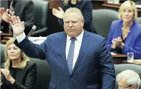  ?? VERONICA HENRI / TORONTO SUN ?? Premier Doug Ford has created a historical­ly massive uproar over a purely Toronto issue with his decision to hack city council from 47 seats down to 25 just weeks before the Oct. 22 municipal election, columnist Chris Selley writes.