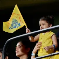  ?? PTI ?? Chennai Super Kings skipper MS Dhoni’s daughter Ziva during the IPL match against Kolkata Knight Riders. —