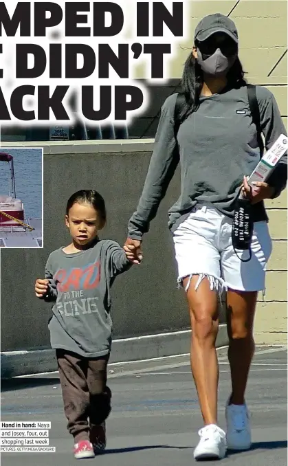  ?? PICTURES: GETTY/MEGA/BACKGRID ?? Hand in hand: Naya and Josey, four, out shopping last week