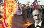  ??  ?? BURNING ANGER: A Gaza Strip protest last year over the 1917 declaratio­n by Foreign Secretary Balfour