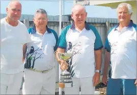  ??  ?? Winners of the men’s and women’s fours domestic titles at Cooper’s Beach earlier this month were, Doug Robb, Barry Townsley, Ross Hulme and Ken Smith, and Glenis Love, Gaye Parker, Margaret Wildbore and Mary Wright (file photo).LAWN BOWLS