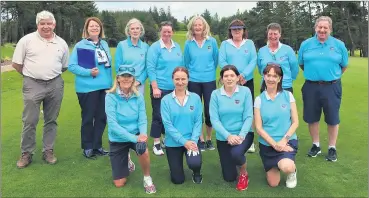  ?? ?? The Fermoy GC Junior Foursomes team pictured prior to their great win last Saturday. Front l-r: Eileen O’Neill, Emma Comyn, Martha Brennan and Claire Coughlan. Back l-r: PGA profession­al John Savage, vice-captain Nuala O’Sullivan (manager), Claire O’Sullivan (manager), Áine O’Grady, lady captain Siobhan Feehan, Eucharia Crowley, Pauline Hyland and men’s captain Gerry Stanton.